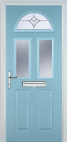 2 Panel 2 Square 1 Arch Crystal Tulip Timber Solid Core Door in Duck Egg Blue