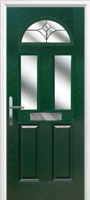 2 Panel 2 Square 1 Arch Crystal Tulip Timber Solid Core Door in Green