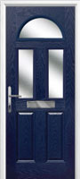 2 Panel 2 Square 1 Arch Glazed Timber Solid Core Door in Dark Blue