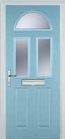 2 Panel 2 Square 1 Arch Glazed Timber Solid Core Door in Duck Egg Blue