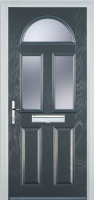 2 Panel 2 Square 1 Arch Glazed Timber Solid Core Door in Anthracite Grey
