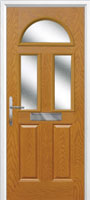 2 Panel 2 Square 1 Arch Glazed Timber Solid Core Door in Oak
