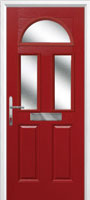 2 Panel 2 Square 1 Arch Glazed Timber Solid Core Door in Red