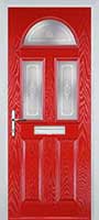 2 Panel 2 Square 1 Arch Staxton Timber Solid Core Door in Poppy Red