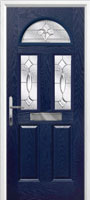 2 Panel 2 Square 1 Arch Zinc/Brass Art Clarity Timber Solid Core Door in Dark Blue