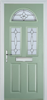 2 Panel 2 Square 1 Arch Zinc/Brass Art Clarity Timber Solid Core Door in Chartwell Green