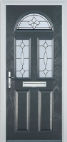 2 Panel 2 Square 1 Arch Zinc/Brass Art Clarity Timber Solid Core Door in Anthracite Grey