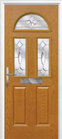 2 Panel 2 Square 1 Arch Zinc/Brass Art Clarity Timber Solid Core Door in Oak
