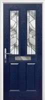 2 Panel 2 Square Abstract Timber Solid Core Door in Dark Blue