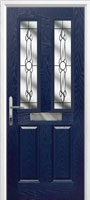 2 Panel 2 Square Crystal Bohemia Timber Solid Core Door in Dark Blue