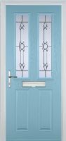 2 Panel 2 Square Crystal Bohemia Timber Solid Core Door in Duck Egg Blue