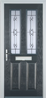 2 Panel 2 Square Crystal Bohemia Timber Solid Core Door in Anthracite Grey