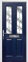 2 Panel 2 Square Crystal Diamond Timber Solid Core Door in Dark Blue