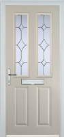 2 Panel 2 Square Crystal Diamond Timber Solid Core Door in Cream