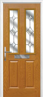2 Panel 2 Square Crystal Diamond Timber Solid Core Door in Oak