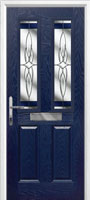 2 Panel 2 Square Crystal Harmony Timber Solid Core Door in Dark Blue