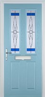 2 Panel 2 Square Crystal Harmony Timber Solid Core Door in Duck Egg Blue