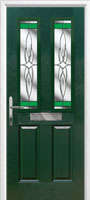 2 Panel 2 Square Crystal Harmony Timber Solid Core Door in Green