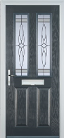 2 Panel 2 Square Crystal Harmony Timber Solid Core Door in Anthracite Grey