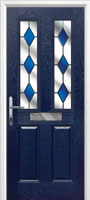 2 Panel 2 Square Drop Diamond Timber Solid Core Door in Dark Blue