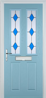 2 Panel 2 Square Drop Diamond Timber Solid Core Door in Duck Egg Blue