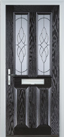 2 Panel 2 Square Elegance Timber Solid Core Door in Black Brown