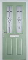 2 Panel 2 Square Finesse Timber Solid Core Door in Chartwell Green