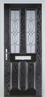 2 Panel 2 Square Flair Timber Solid Core Door in Black Brown