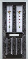 2 Panel 2 Square Fleur Timber Solid Core Door in Black Brown