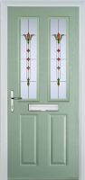 2 Panel 2 Square Fleur Timber Solid Core Door in Chartwell Green