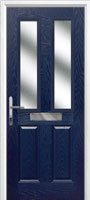 2 Panel 2 Square Glazed Timber Solid Core Door in Dark Blue