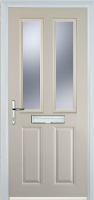 2 Panel 2 Square Glazed Timber Solid Core Door in Cream