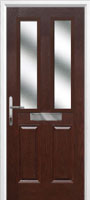 2 Panel 2 Square Glazed Timber Solid Core Door in Darkwood