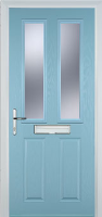 2 Panel 2 Square Glazed Timber Solid Core Door in Duck Egg Blue
