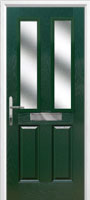 2 Panel 2 Square Glazed Timber Solid Core Door in Green