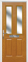 2 Panel 2 Square Glazed Timber Solid Core Door in Oak