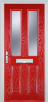 2 Panel 2 Square Glazed Timber Solid Core Door in Poppy Red