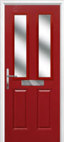 2 Panel 2 Square Glazed Timber Solid Core Door in Red