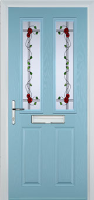 2 Panel 2 Square Mackintosh Rose Timber Solid Core Door in Duck Egg Blue