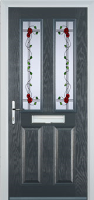 2 Panel 2 Square Mackintosh Rose Timber Solid Core Door in Anthracite Grey