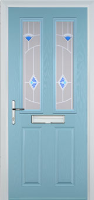 2 Panel 2 Square Murano Timber Solid Core Door in Duck Egg Blue