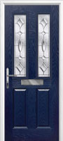 2 Panel 2 Square Zinc/Brass Art Clarity Timber Solid Core Door in Dark Blue