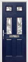 2 Panel 4 Square Abstract Timber Solid Core Door in Dark Blue
