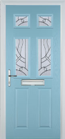 2 Panel 4 Square Abstract Timber Solid Core Door in Duck Egg Blue