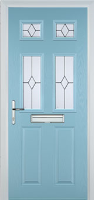 2 Panel 4 Square Classic Timber Solid Core Door in Duck Egg Blue