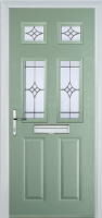 2 Panel 4 Square Elegance Timber Solid Core Door in Chartwell Green
