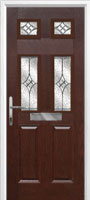 2 Panel 4 Square Elegance Timber Solid Core Door in Darkwood