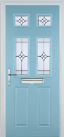 2 Panel 4 Square Elegance Timber Solid Core Door in Duck Egg Blue