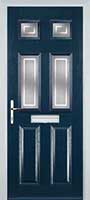 2 Panel 4 Square Enfield Timber Solid Core Door in Dark Blue