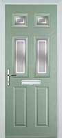 2 Panel 4 Square Enfield Timber Solid Core Door in Chartwell Green